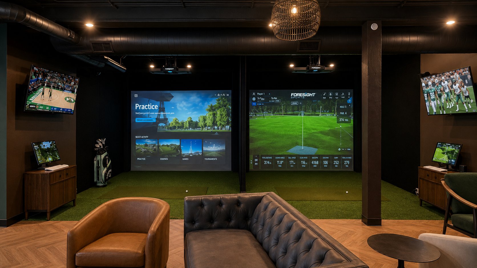 Two Foresight Falcon simulator bays at The Birdie House
