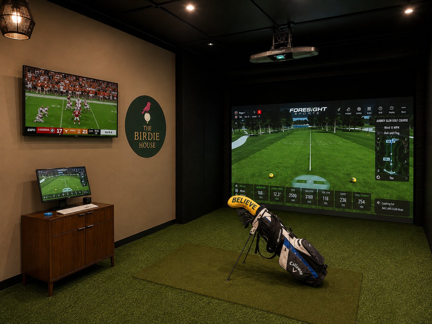A Foresight Falcon simulator bay at The Birdie House